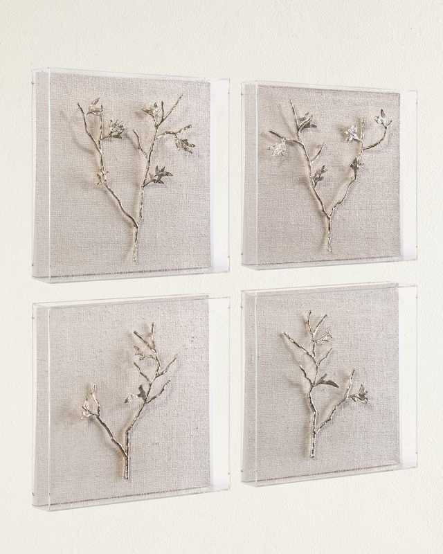 Gold Branches Metal Art, Set of 4